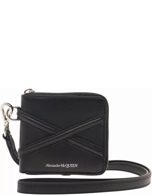 Alexander McQueen Black Zip-around Wallet With Harness Detail In Leather Man