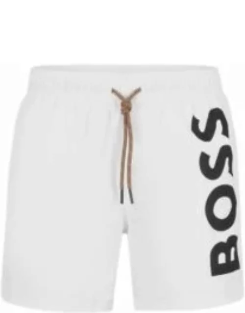 Quick-dry swim shorts with large logo print- White Men's Swim Short