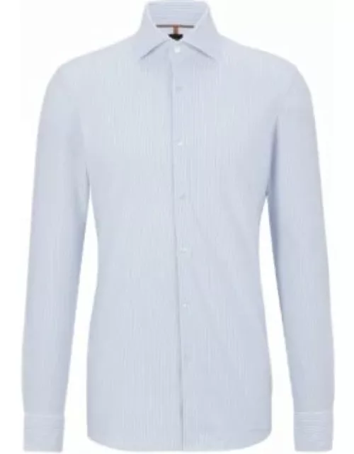 Slim-fit shirt in a striped cotton blend- Blue Men's Shirt