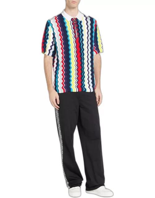 Men's Vertical Chevron Zip Polo Shirt