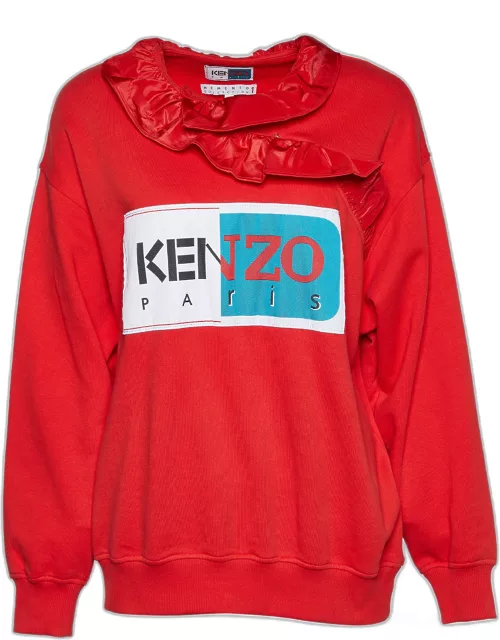 Kenzo Red La Collection Memento N°1 Cotton Ruffled Neck Sweatshirt
