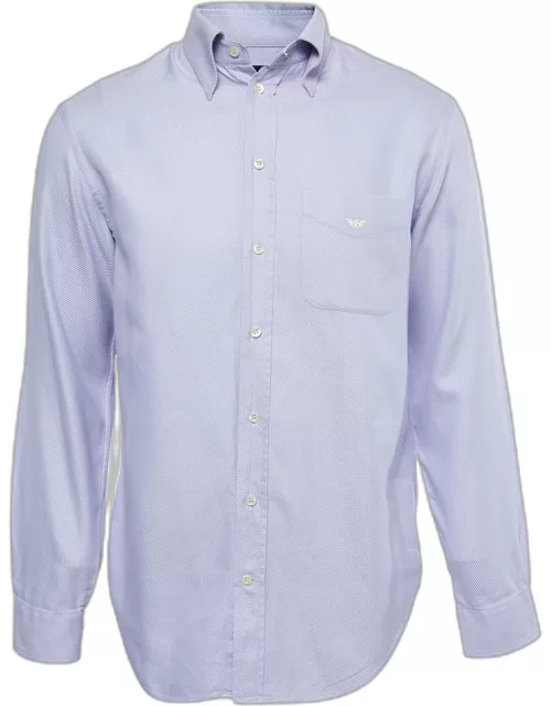 Emporio Armani Blue and Purple Striped Cotton Long Sleeve Shirt