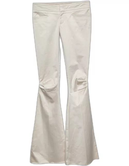 Gucci Cream Cotton Bow Detail Bootcut Trousers