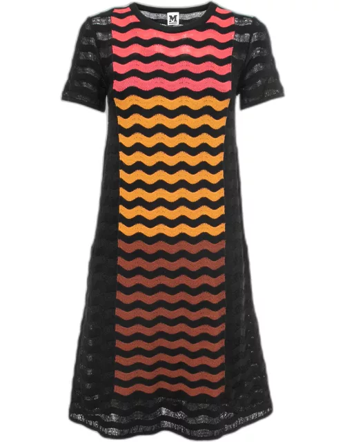 M Missoni Black Multicolor Patterned Knit Midi Dress