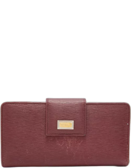 Dolce & Gabbana Burgundy Leather Flap Continental Wallet