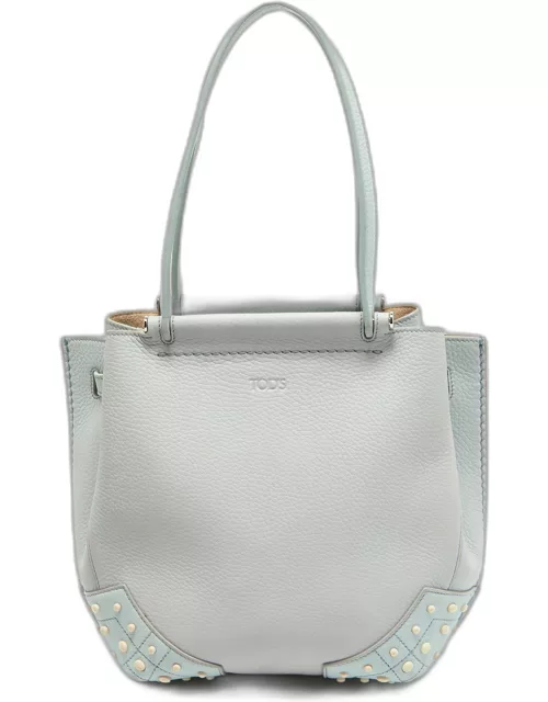 Tod's Light Blue Leather Wave Tote