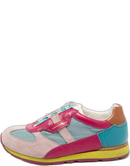 Dolce & Gabbana Multicolor Leather and Suede Low Top Sneaker