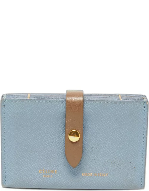 Celine Dusty Blue Grained Leather Accordeon Card Holder