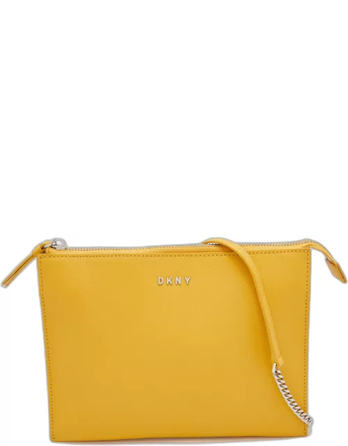 DKNY Mustard Leather Top Zip Crossbody Bag