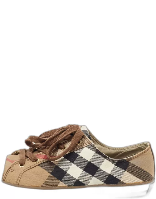 Burberry Beige Novacheck Canvas and Leather Sneaker