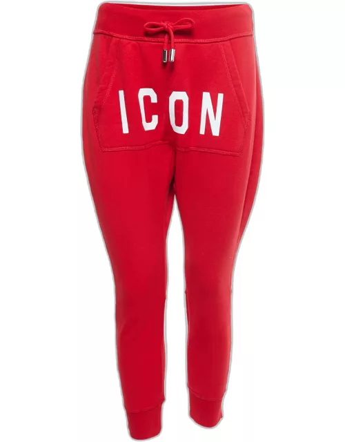 Dsquared2 Red Cotton Icon Print Joggers