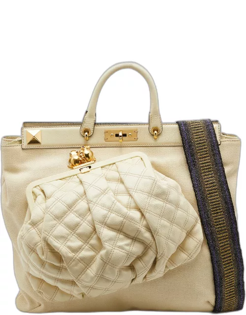 Marc Jacobs Beige Canvas and Leather Large Robert Duffy Bag on Bag Tote