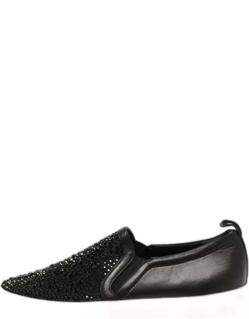 Gina Black Leather and Crystal Low Top Sneaker