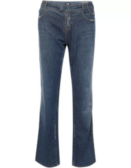 D & G Blue Distressed Denim Straight Leg Jeans