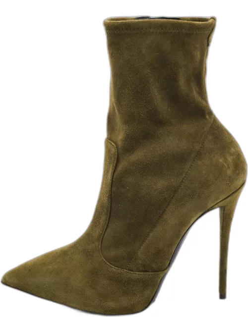 Giuseppe Zanotti Green Suede Ankle Boot