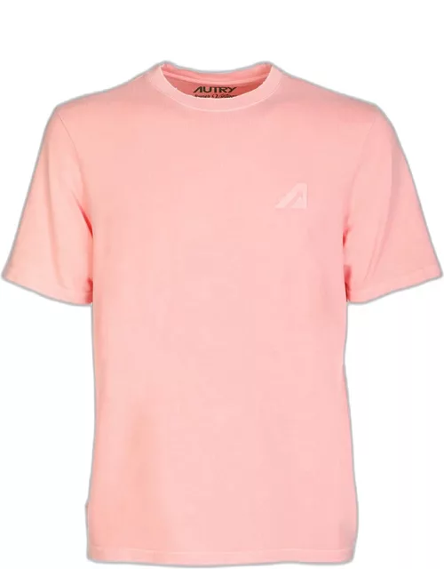 Autry T-shirt Supervintage Man Tinto Pink Pink cotton garment dyed t-shirt