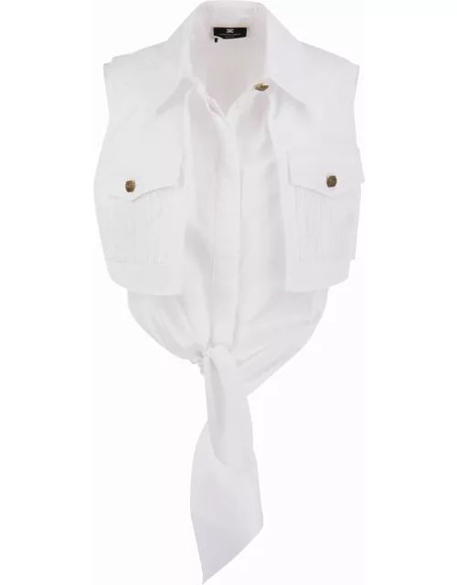 Elisabetta Franchi Cropped Shirt With Lace Pattern