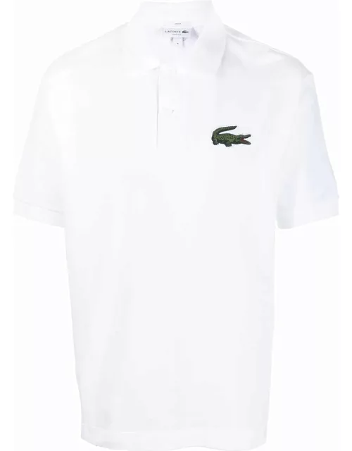 LACOSTE Loose Fit Large Logo Polo Shirt White