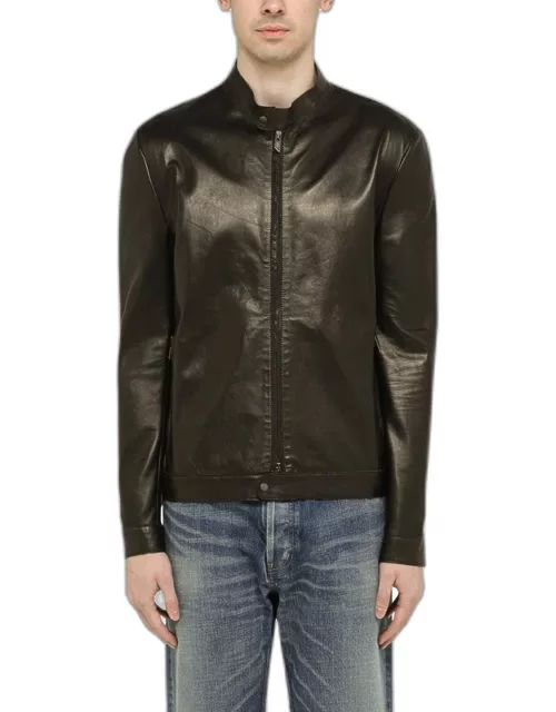 Black slim leather jacket