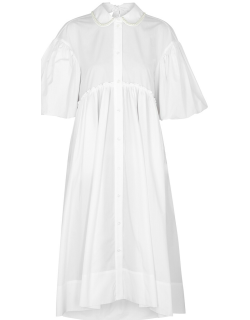 Simone Rocha Faux Pearl-embellished Cotton-poplin Midi Dress - White
