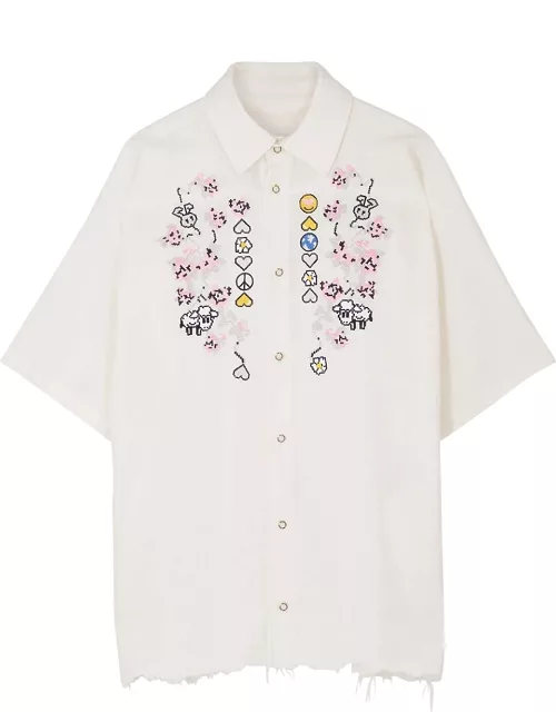 Natasha Zinko Embroidered Frayed Woven Shirt - White