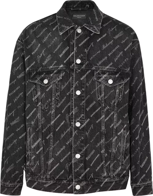 Balenciaga Logo-print Denim Jacket - Black