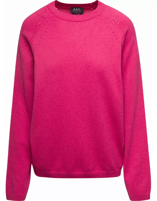 A.P.C. rosanna Fuchsia Crewneck Sweater With Perforated Details In Cotton And Cashmere Woman