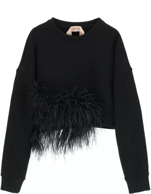 N.21 Cropped Sweatshirt With Feather