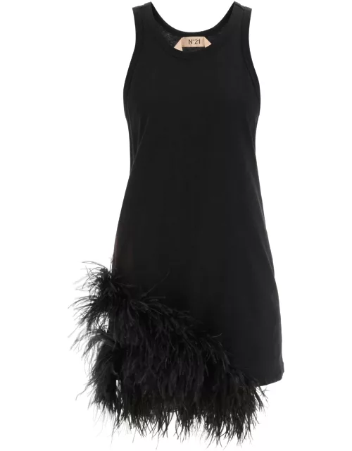 N.21 Jersey Mini Dress With Feather