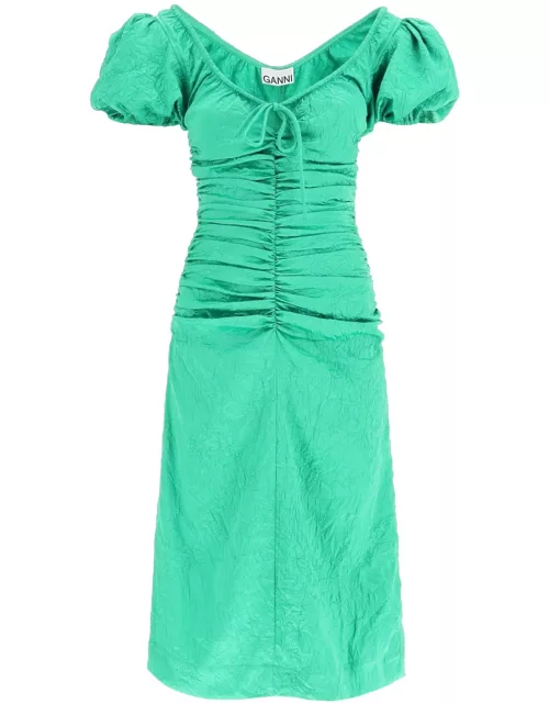 Ganni Dress In Green Polyester