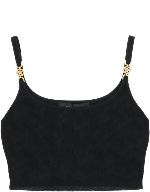 Versace la Greca Knitted Cropped Top