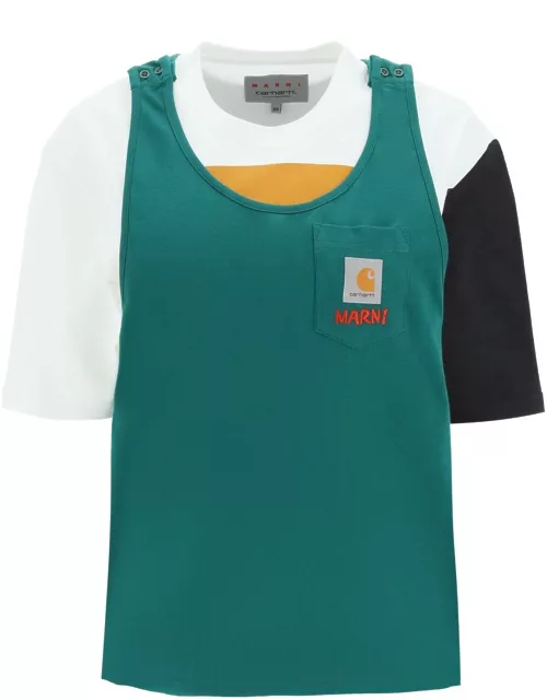 Marni T-shirt With Sewn-in Tank Top