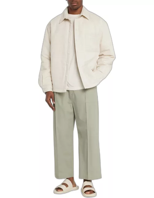 Men's Padded Linen-Blend Shirt Jacket
