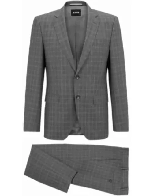 Slim-fit suit in micro-patterned performance-stretch cloth- Silver Men's Business Suit