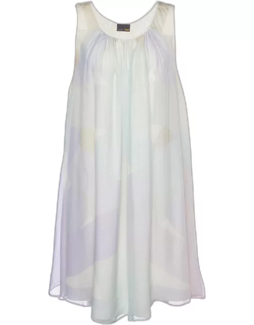 Fendi Multicolour Pastel Silk Chiffon Shift Dress