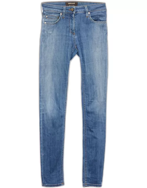 Roberto Cavalli Navy Blue Denim Skinny Jeans S Waist 28"