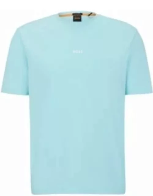 Relaxed-fit T-shirt in stretch cotton with logo print- Light Blue Men's T-Shirt