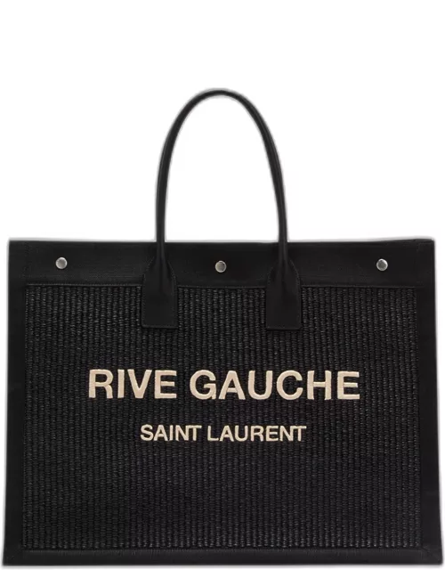 Men's Rive Gauche Raffia Canvas Tote Bag