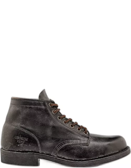 Men's Prison Lace-Up Leather Ankle Boot