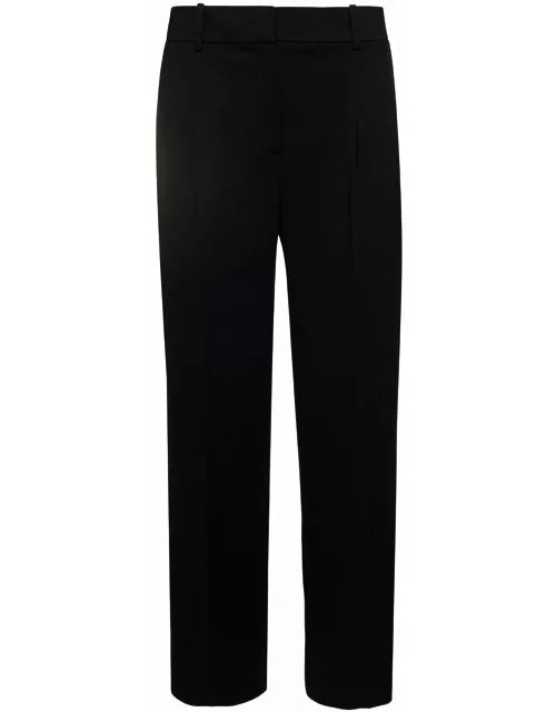Theory Black High Waisted Straight Leg Trousers In Triacetate Woman