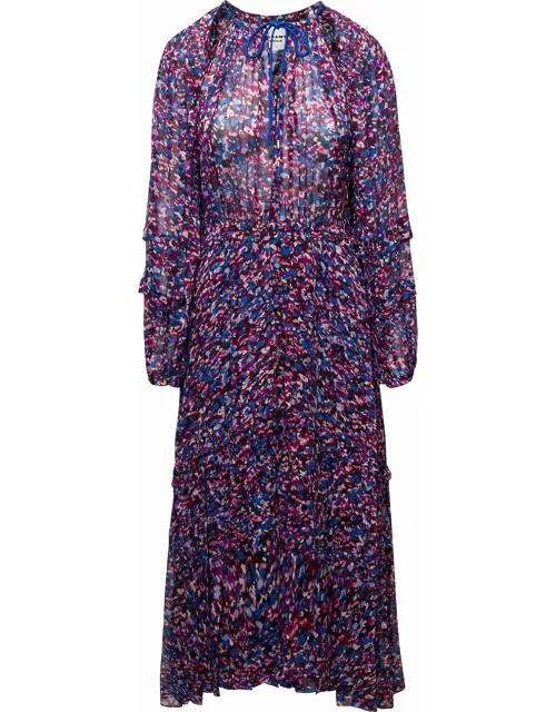 Isabel Marant Étoile Multicolored Maxi Tie-neck Dress With Graphic Print All-over In Viscose Woman