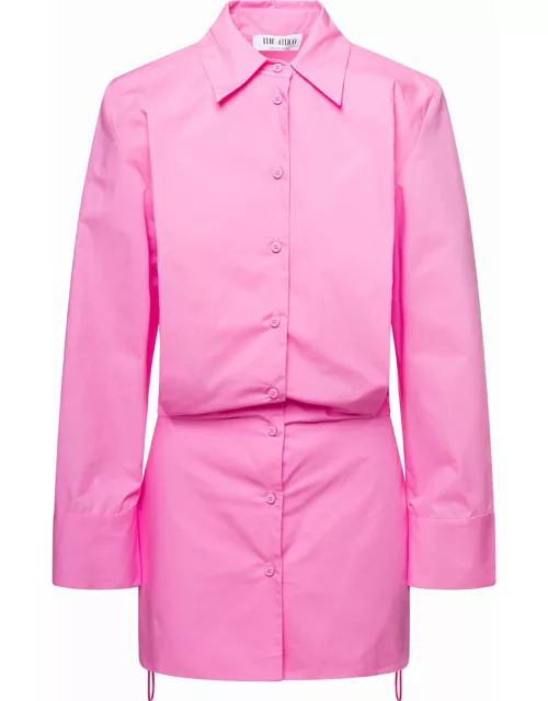 The Attico Pink Margot Mini Shirt-dress In Cotton Woman