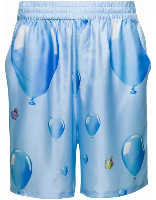 3.Paradis Light-blue Shorts With Balloon Print All-over In Polyester Man