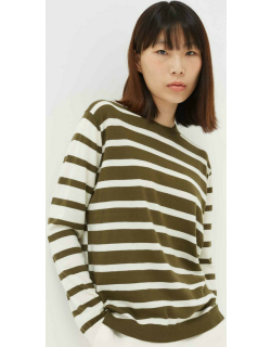 Khaki Contrast Stripe Cashmere Sweater