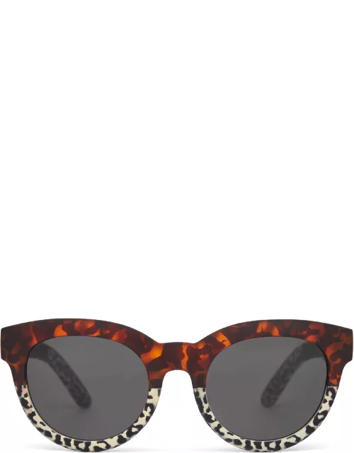 TOMS Women's Sunglasses Multi Traveler Florentin Matte Blonde Tort Cheetah Frame And Dark Grey Lens Sunglas