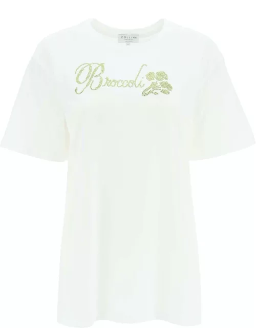 COLLINA STRADA organic cotton t-shirt with rhinestone