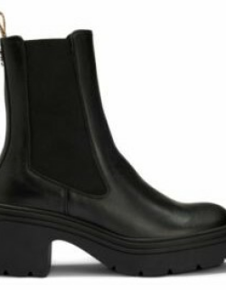 Block-heel leather Chelsea boots with logo trim- Black Women's Boot