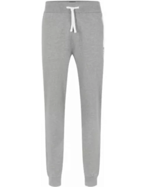 Cotton-terry tracksuit bottoms with stripe and logo- Grey Men's Loungewear