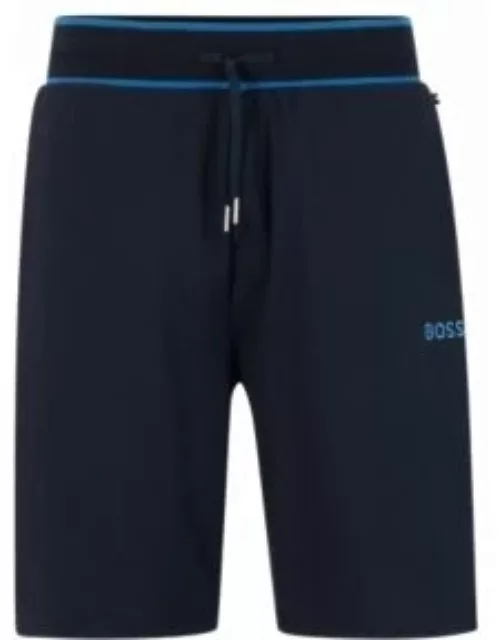 Embroidered-logo loungewear shorts in cotton-blend piqu- Dark Blue Men's Loungewear