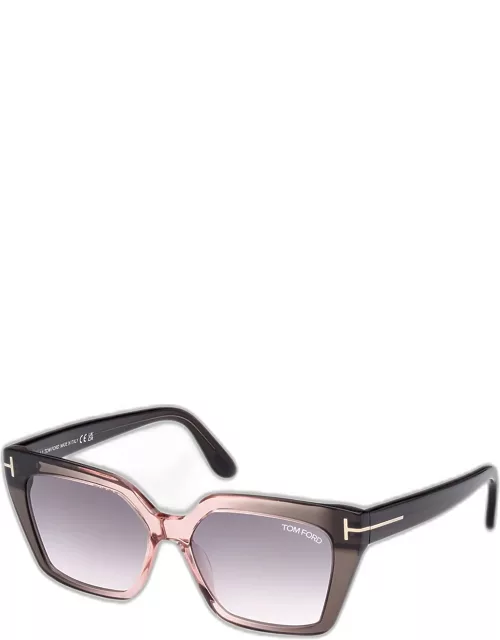 Transparent Two-Tone Acetate Cat-Eye Sunglasse